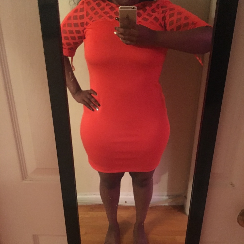 Orange fitted dress
